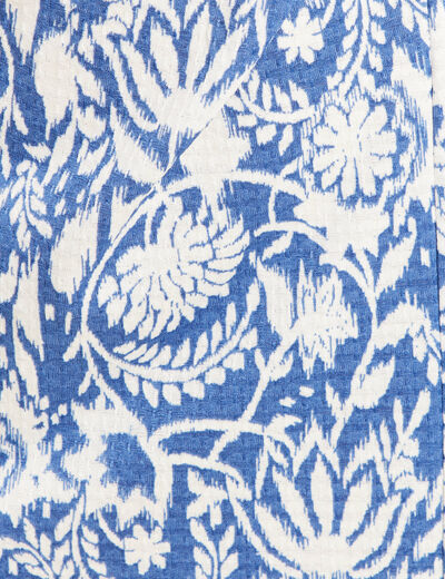 Robe droite courte col V bleu femme