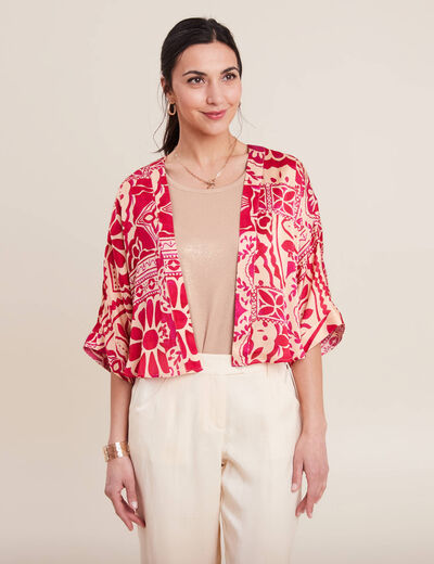 Kimono imprimé rose fushia femme