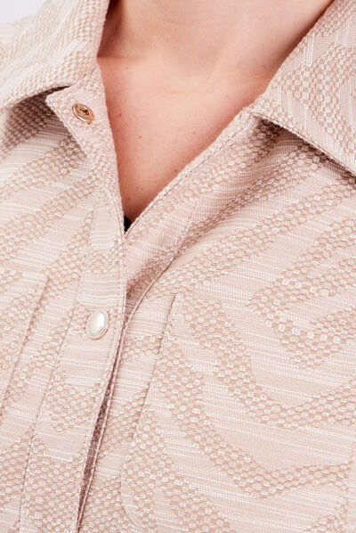 Veste droite boutonnée beige femme