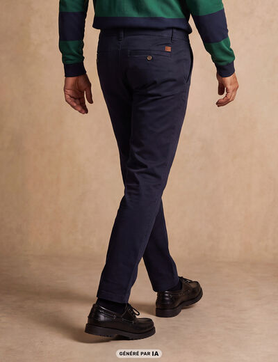 Pantalon Magique Monsieur le Leger chino bleu fonc&eacute; femme