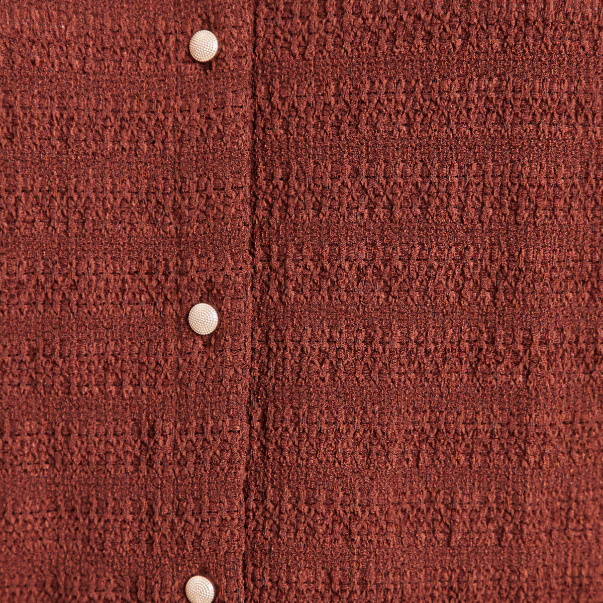 T-shirt manches longues aspect dentelle marron femme