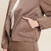 Blouson boutonné satin taupe femme