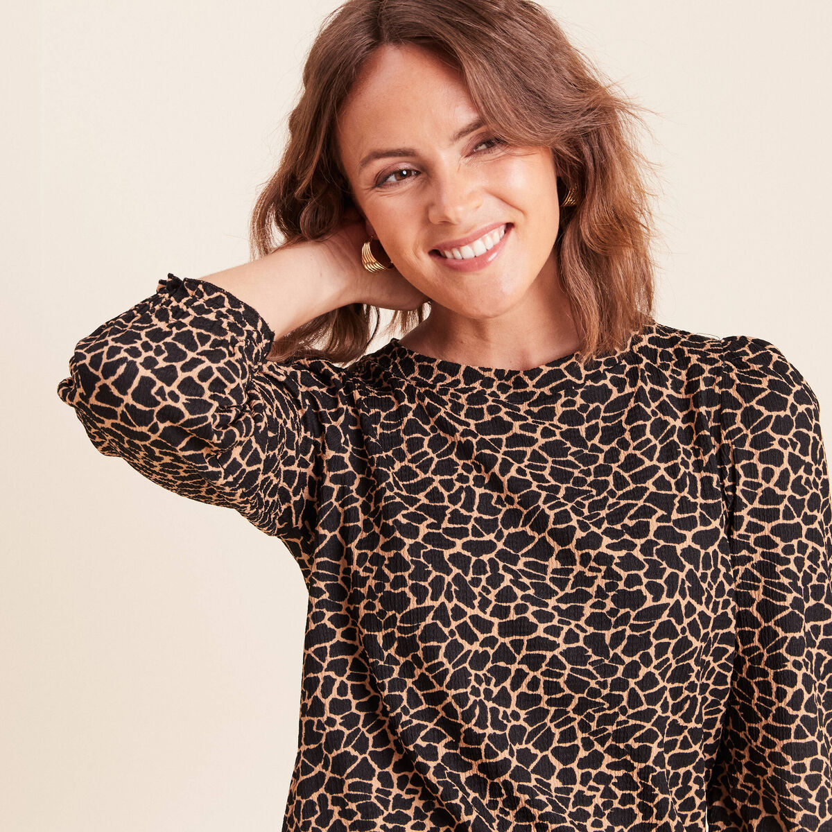 T-shirt manches 3/4 noir femme