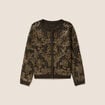 Gilet droit brod&eacute; &agrave; sequins vert kaki femme