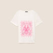 T-shirt col rond manches courtes brod&eacute; ecru femme