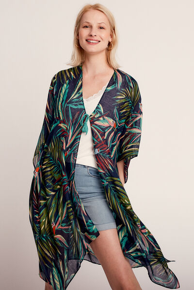 Kimono long noir femme