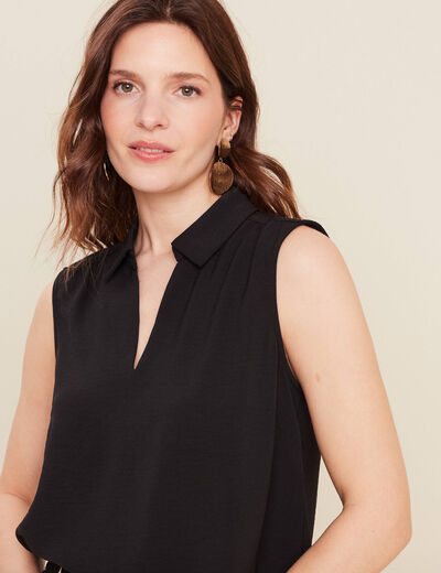 Blouse sans manches noir femme