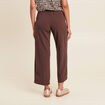 Pantalon large pinces marron femme