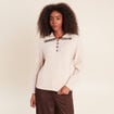 Pull droit manches longues beige femme