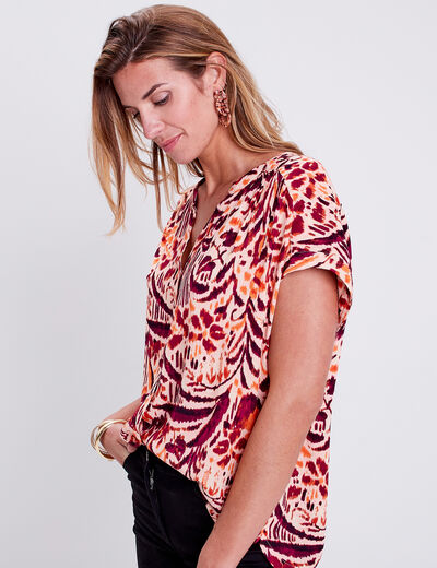 Blouse manches courtes rose clair femme