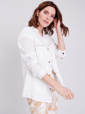 Veste droite boutonnee ecru femme