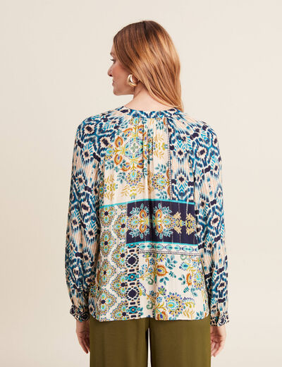Blouse manches longues bleu femme