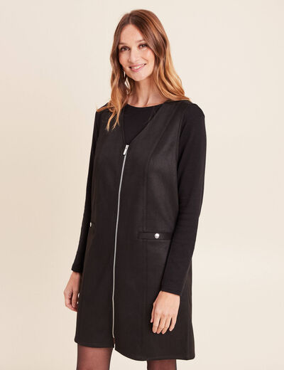 Robe chasuble su&eacute;dine noir femme