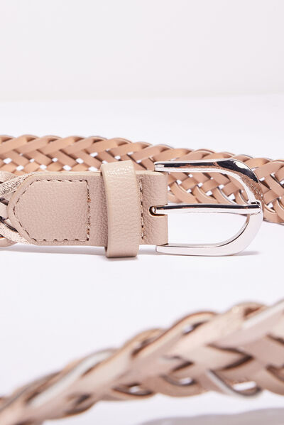 Ceinture tressée irisée beige femme