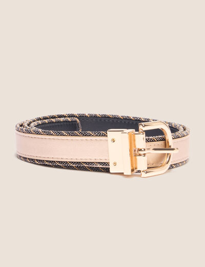 Ceinture réversible à perles noir femme