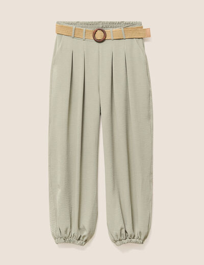 Lot de 2 pantalons larges pliss&eacute;s vert clair femme