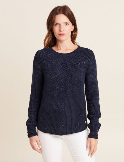 Pull manches longues bleu marine femme
