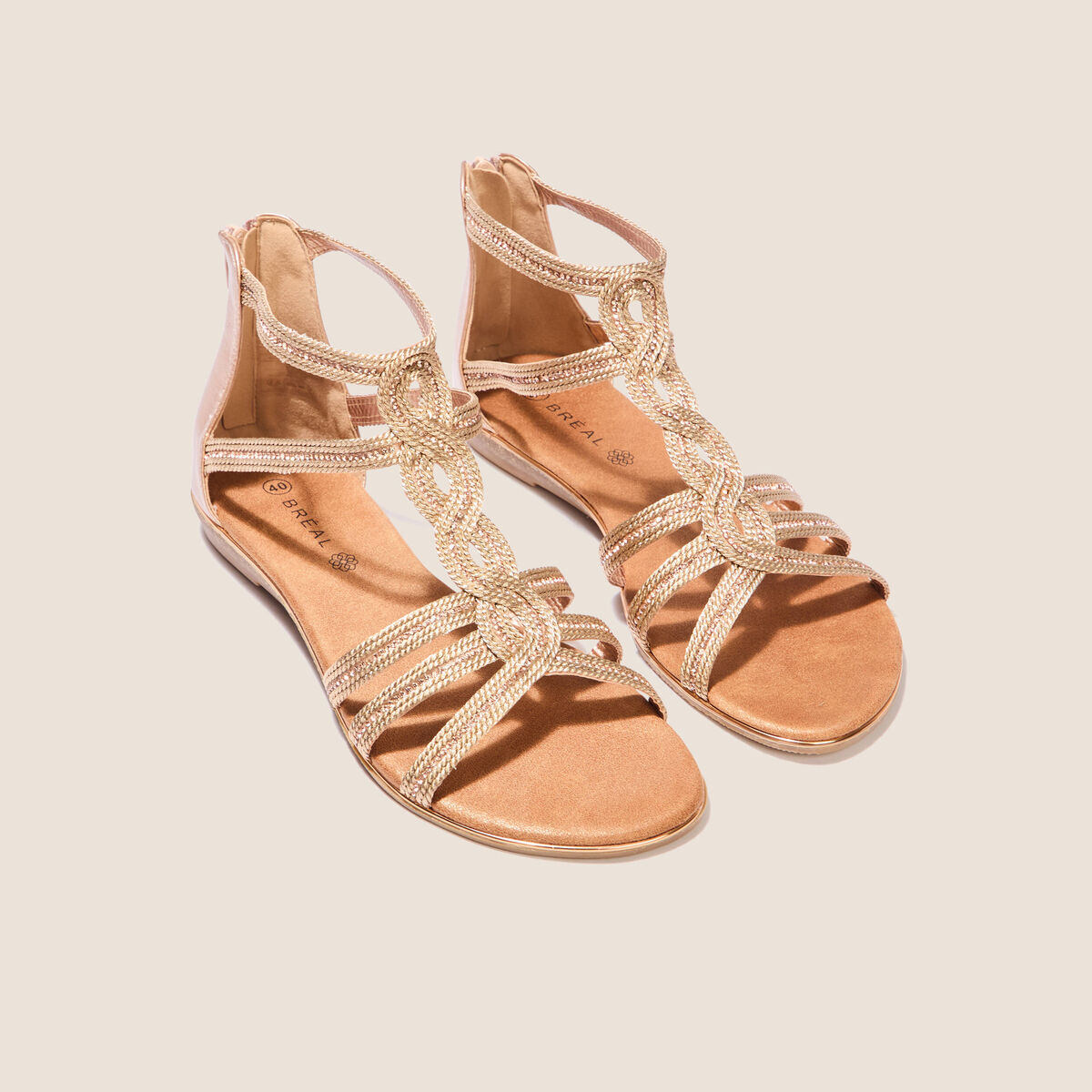 Sandales plates rose clair femme