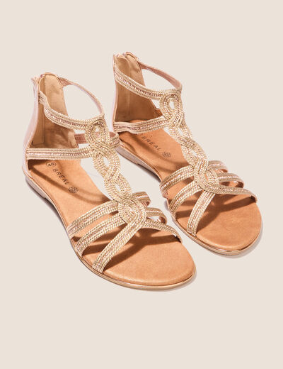Sandales plates rose clair femme
