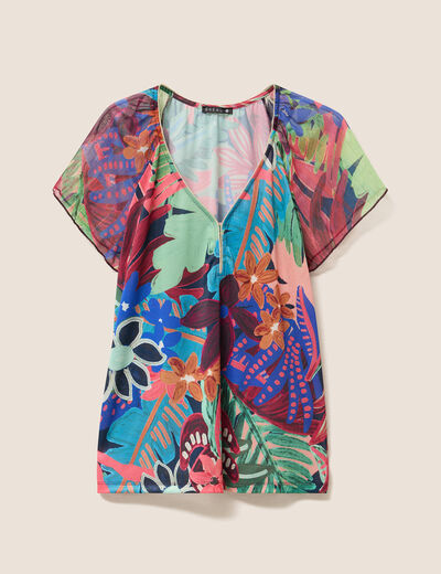 T-shirt manches courtes multicolore femme