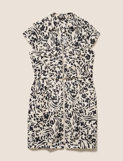 Robe droite zipp&eacute;e blanc femme