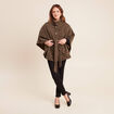 Poncho ceintur&eacute; en polyester recycl&eacute; camel femme