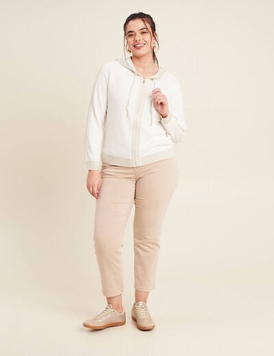 Gilet à capuche zippé ecru femme