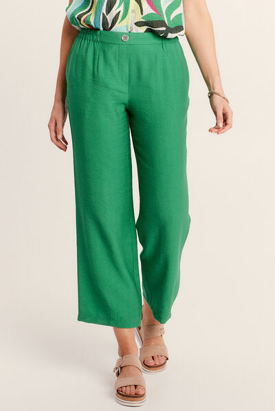 Pantalon large fluide vert menthe femme