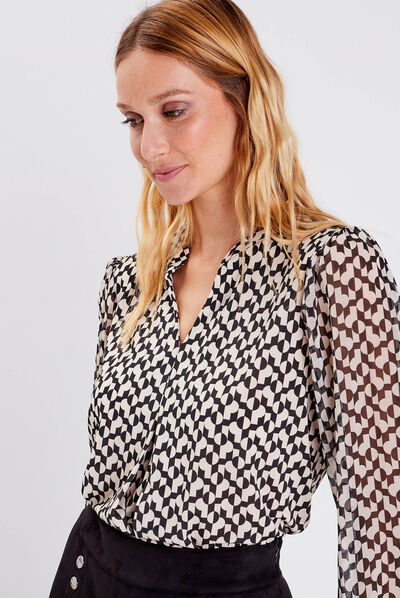 T-shirt manches 3/4 noir femme