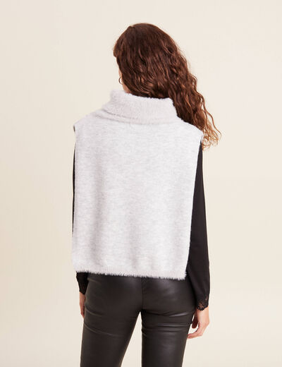 Col roulé à torsades gris clair femme
