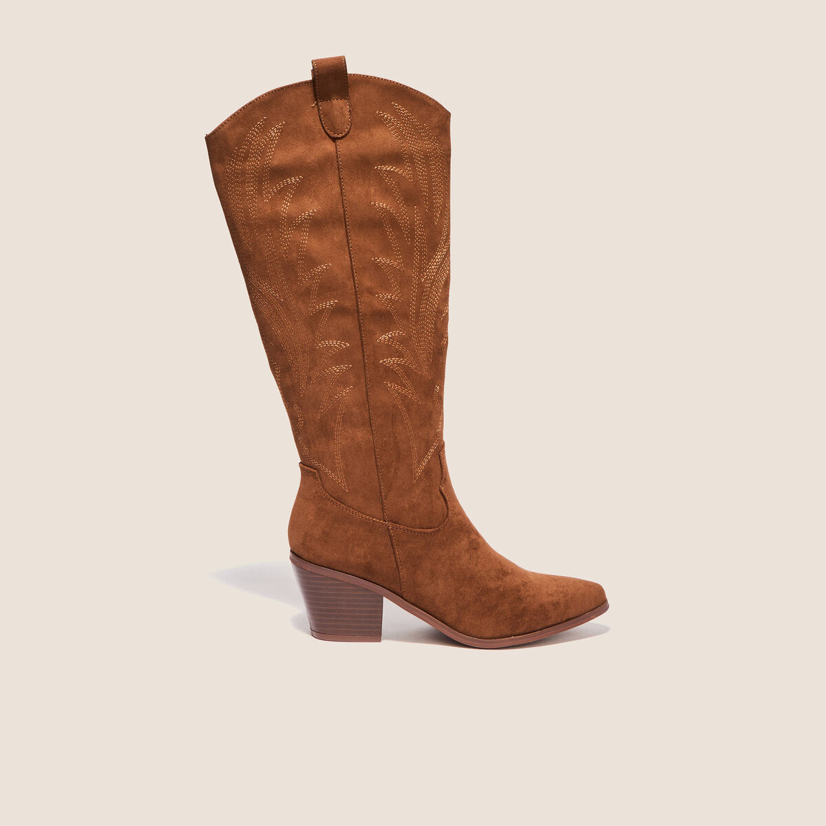 Bottes western brod&eacute;es marron femme