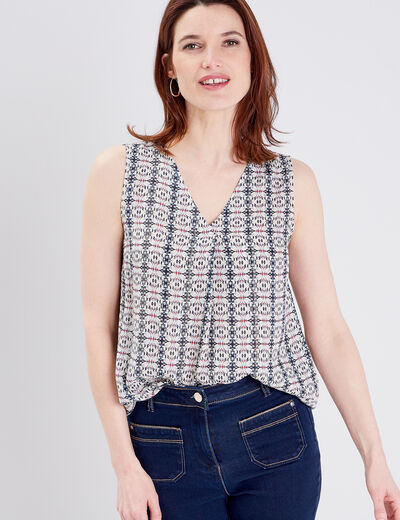 Blouse sans manches ecru femme