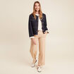 Pantalon large taille basculée beige femme