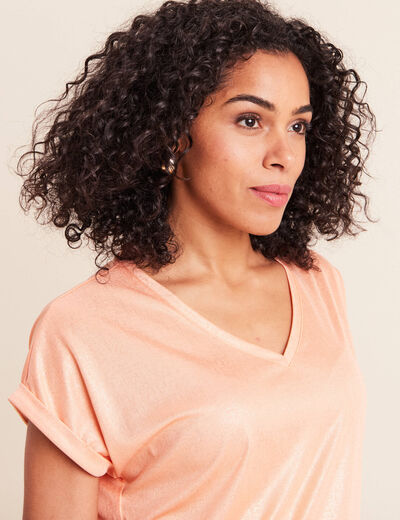 T-shirt manches courtes rose saumon femme