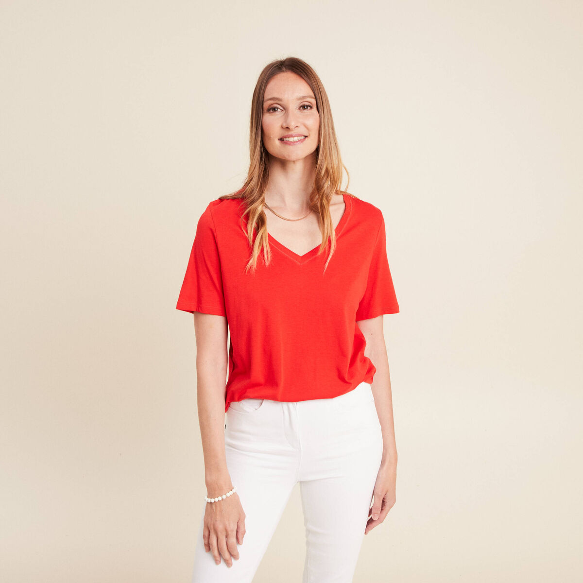T-shirt manches courtes rouge femme