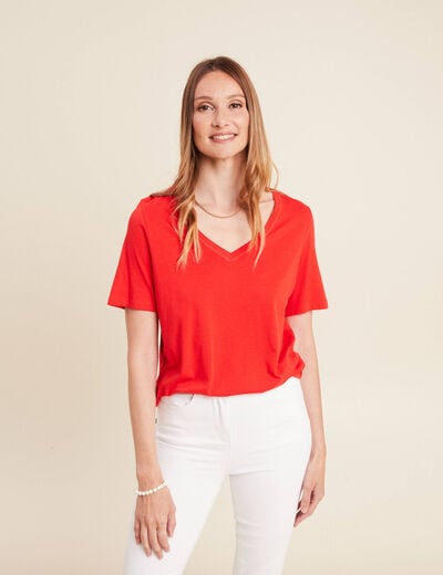 T-shirt manches courtes rouge femme
