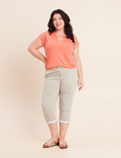 Pantacourt coupe mom large vert femme