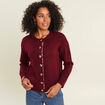 Gilet droit mi-long col rond bordeaux femme