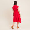 Robe évasée taille smockée rouge femme