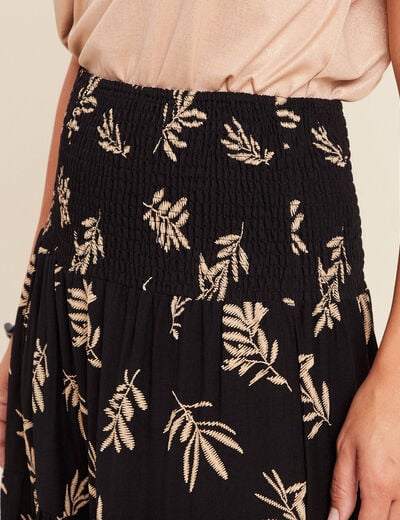 Jupe avec broderie noir femme
