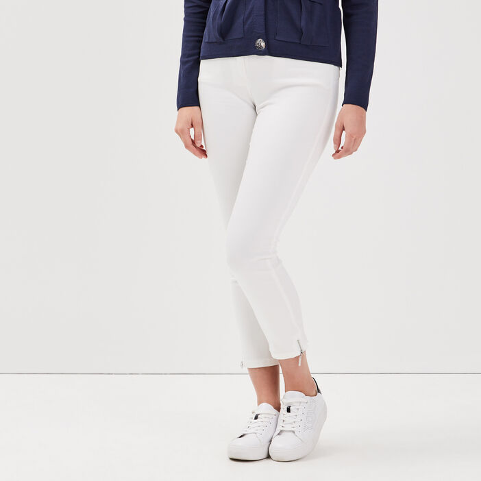 Pantalon 7/8 satin ecru femme