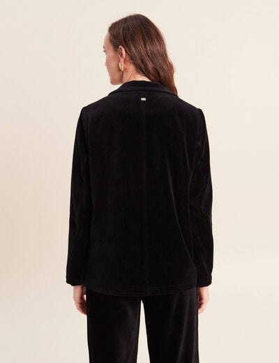 Blazer col tailleur doubl&eacute; noir femme