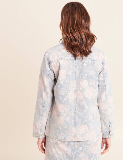 Veste longue droite manches longues rose femme