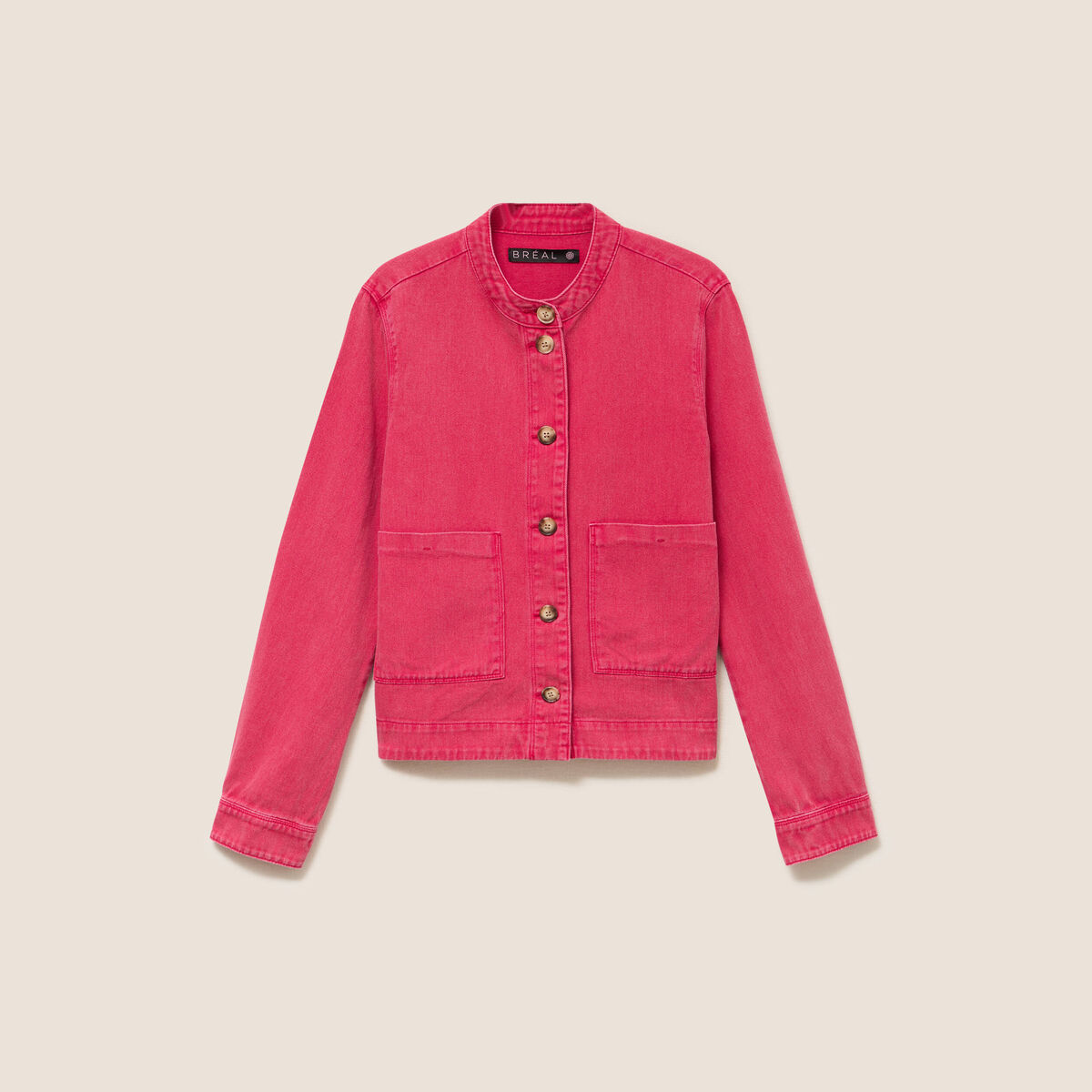 Veste ample courte en jean rose fushia femme