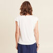 Top col rond manches courtes ecru femme