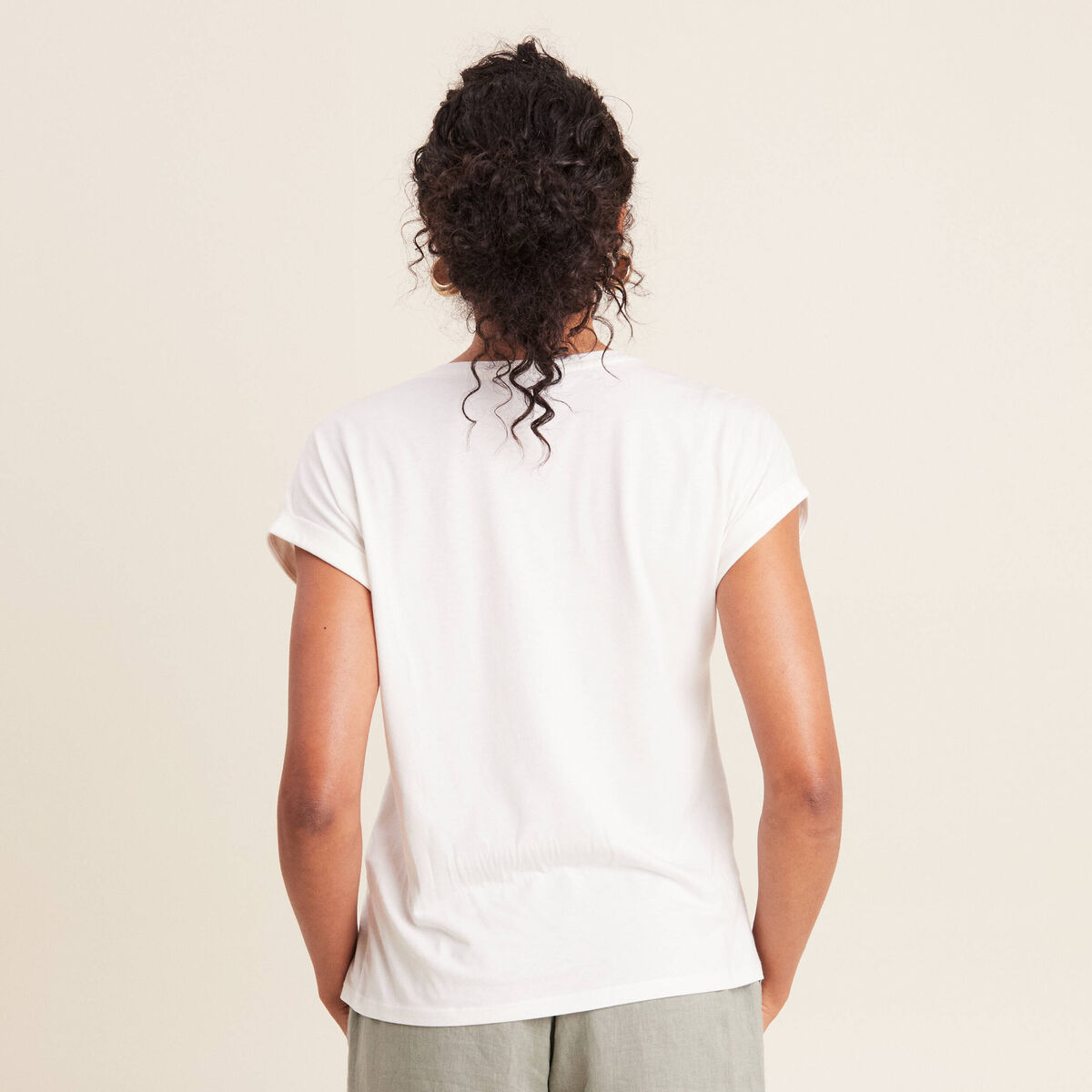 T-shirt manches courtes ecru femme