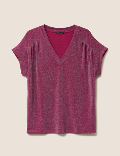 T-shirt manches courtes rouge fonc&eacute; femme