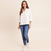 Chemise ample en coton manches 3/4 ecru femme