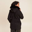 Manteau cintr&eacute; mi-long &agrave; capuche noir femme