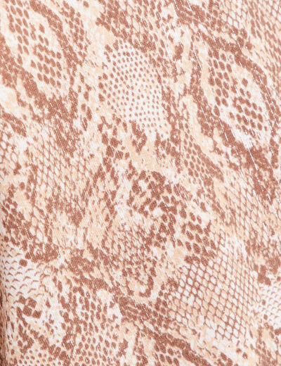 T-shirt col rond manches 3/4 beige femme